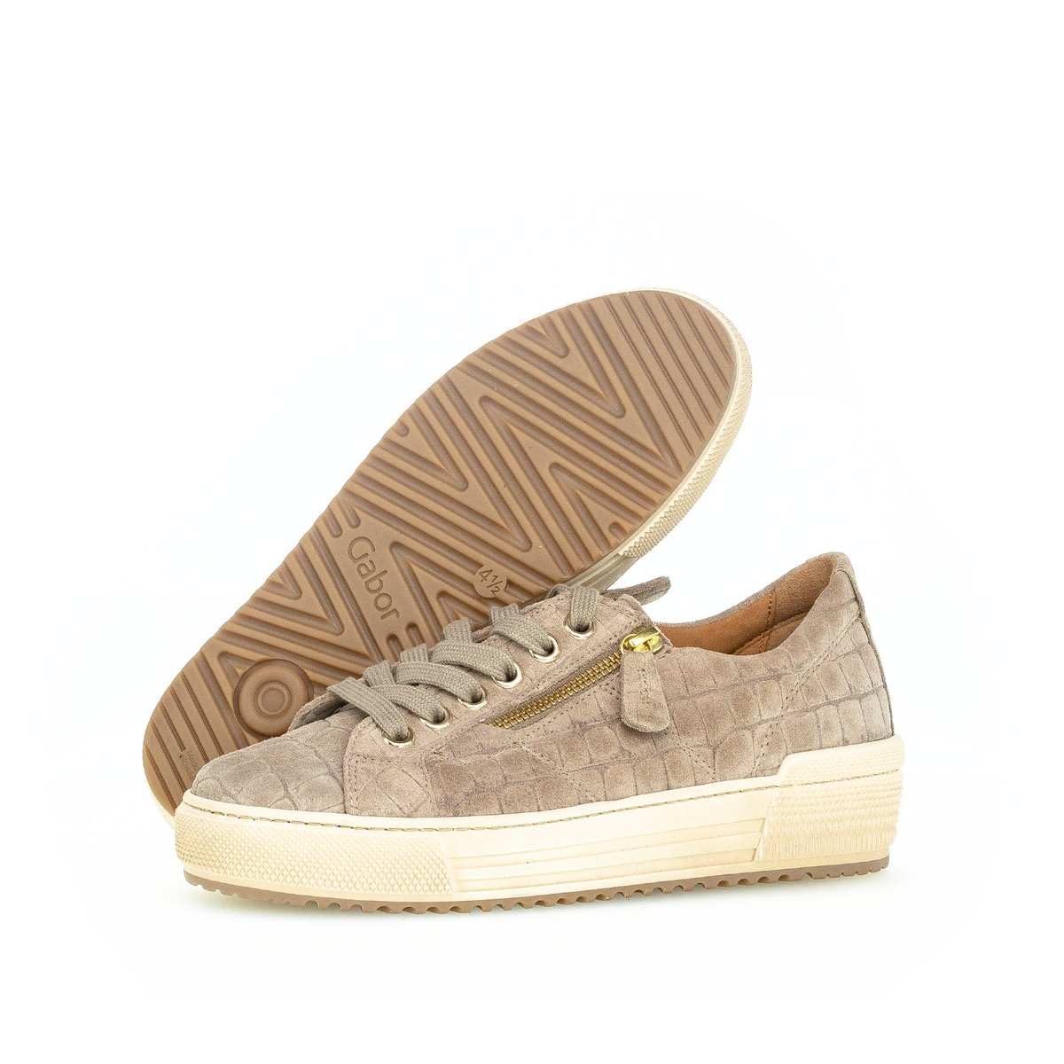 Baskets en cuir beige, GABOR