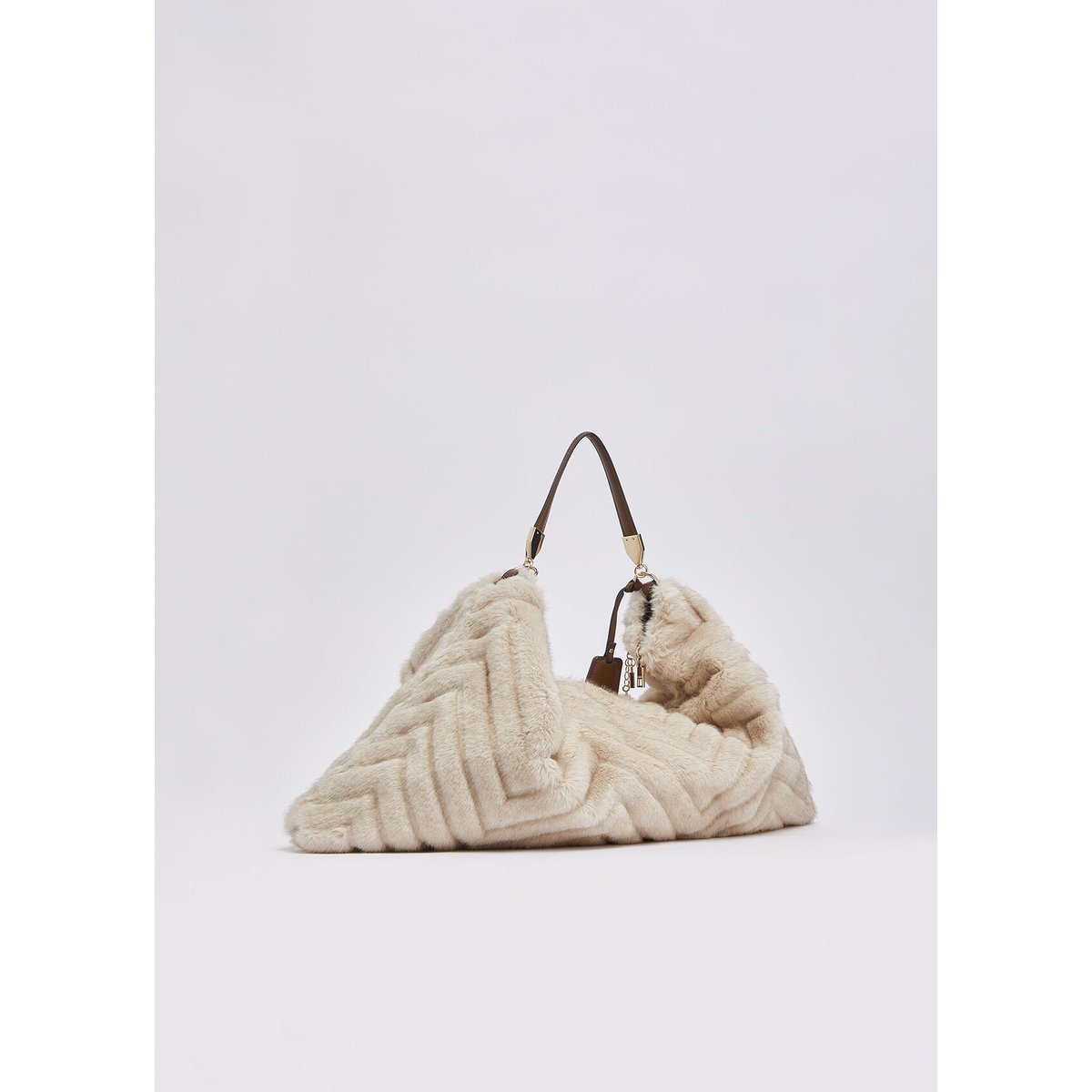 Sac grand format en imitation fourrure crème, LIU JO