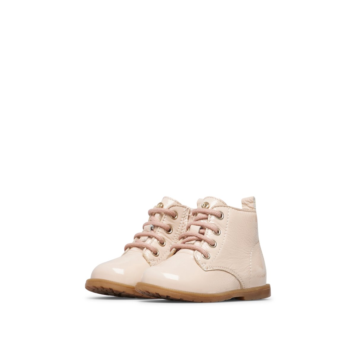 Bottines vernies à lacets et fermeture éclair ROBIN NEW rose poudré-, FALCOTTO