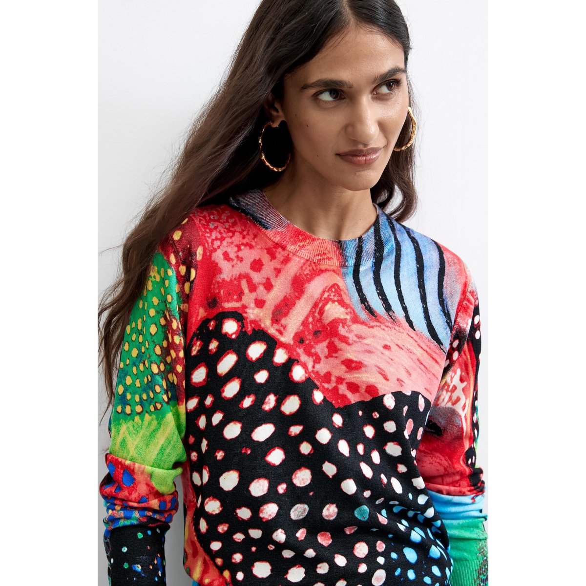 Pull imprimé multicolore noir, DESIGUAL