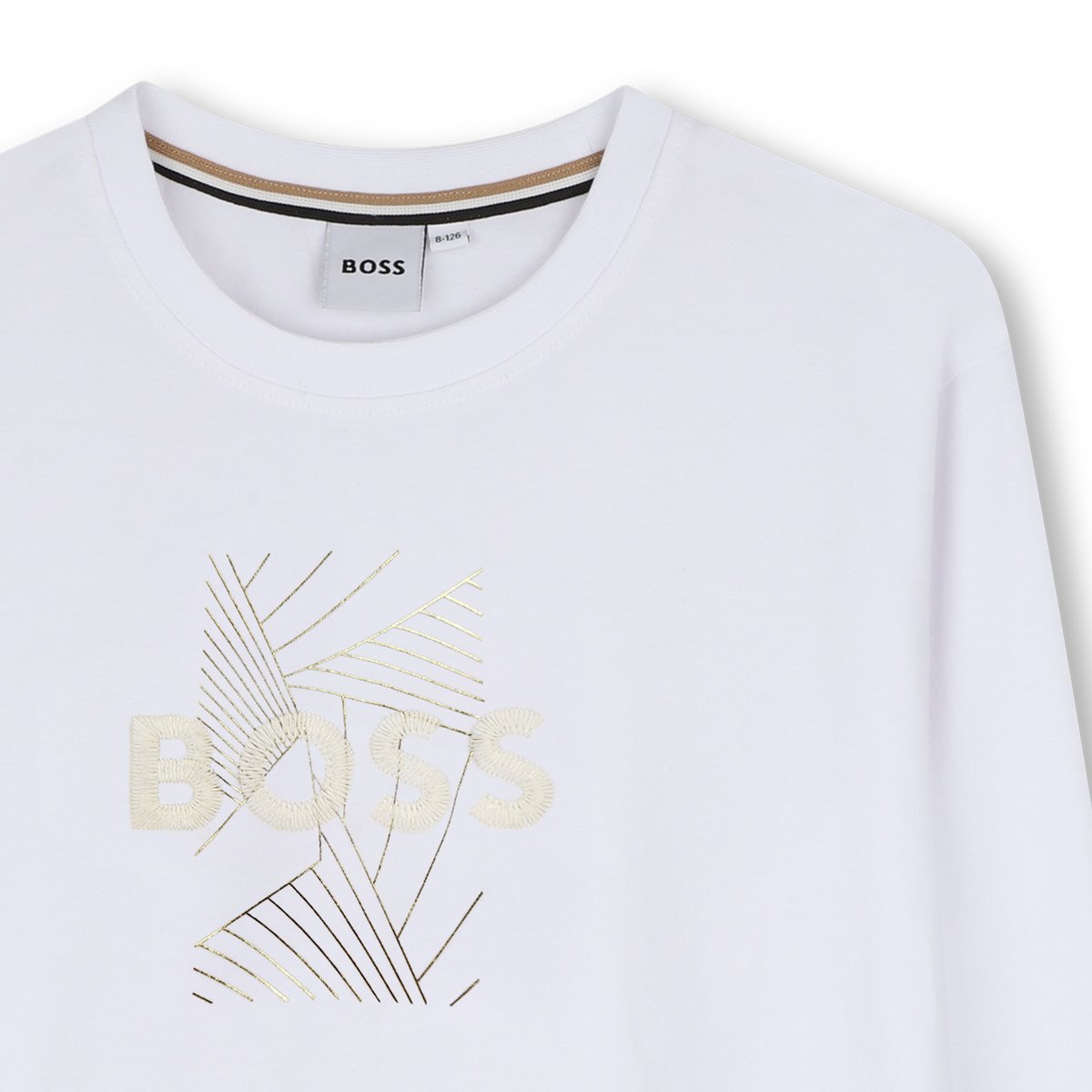 Tee-shirt manches longues blanc, BOSS KIDSWEAR