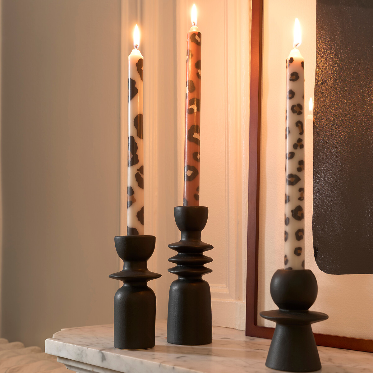 Conjunto de 3 velas com estampado de leopardo, Azhar leopardo bege, LA REDOUTE INTERIEURS