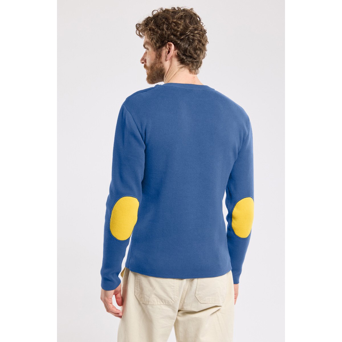 Pull marin avec coudières en coton obscur/yellow, ARMOR-LUX
