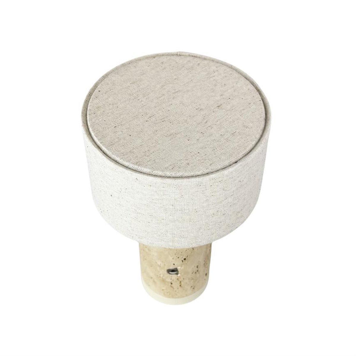 Mellow – Lampe à poser LED rechargeable en travertin et tissu, H 23 cm travertin/ nature, DYBERG LARSEN