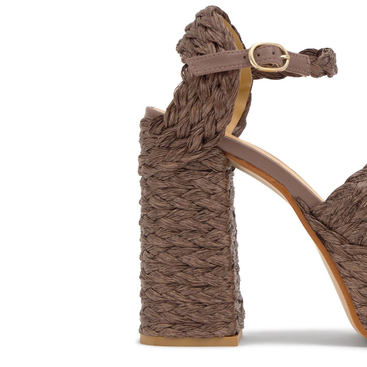 Sandales en raphia à talon haut FRESA ULTRA PLATFORM taupe, CASTANER