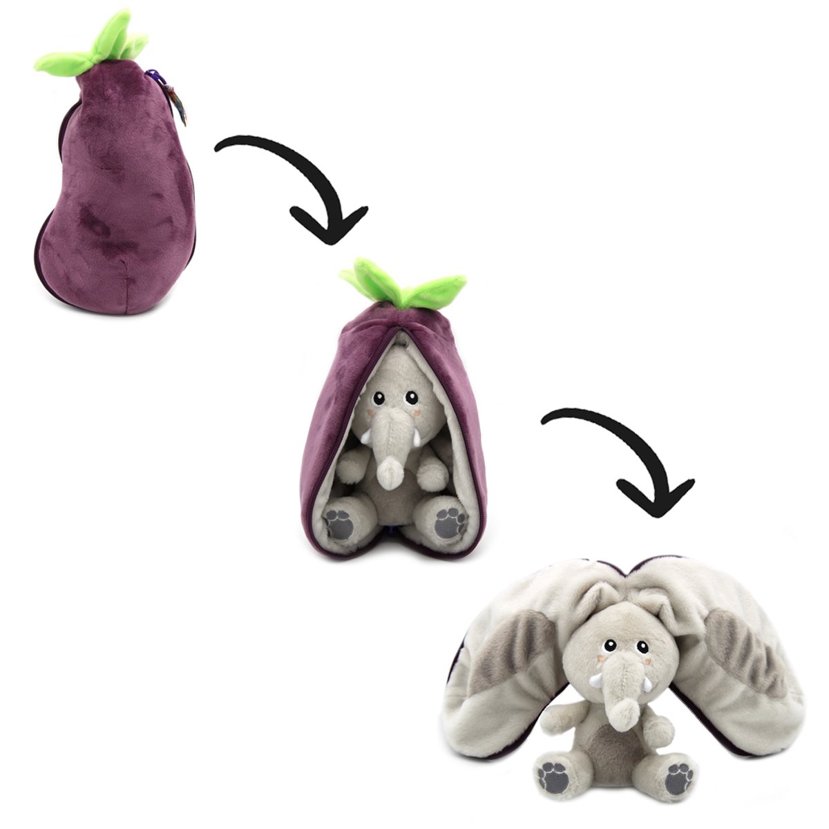 Peluche Les Flipetz violet, gris, vert, LES DEGLINGOS