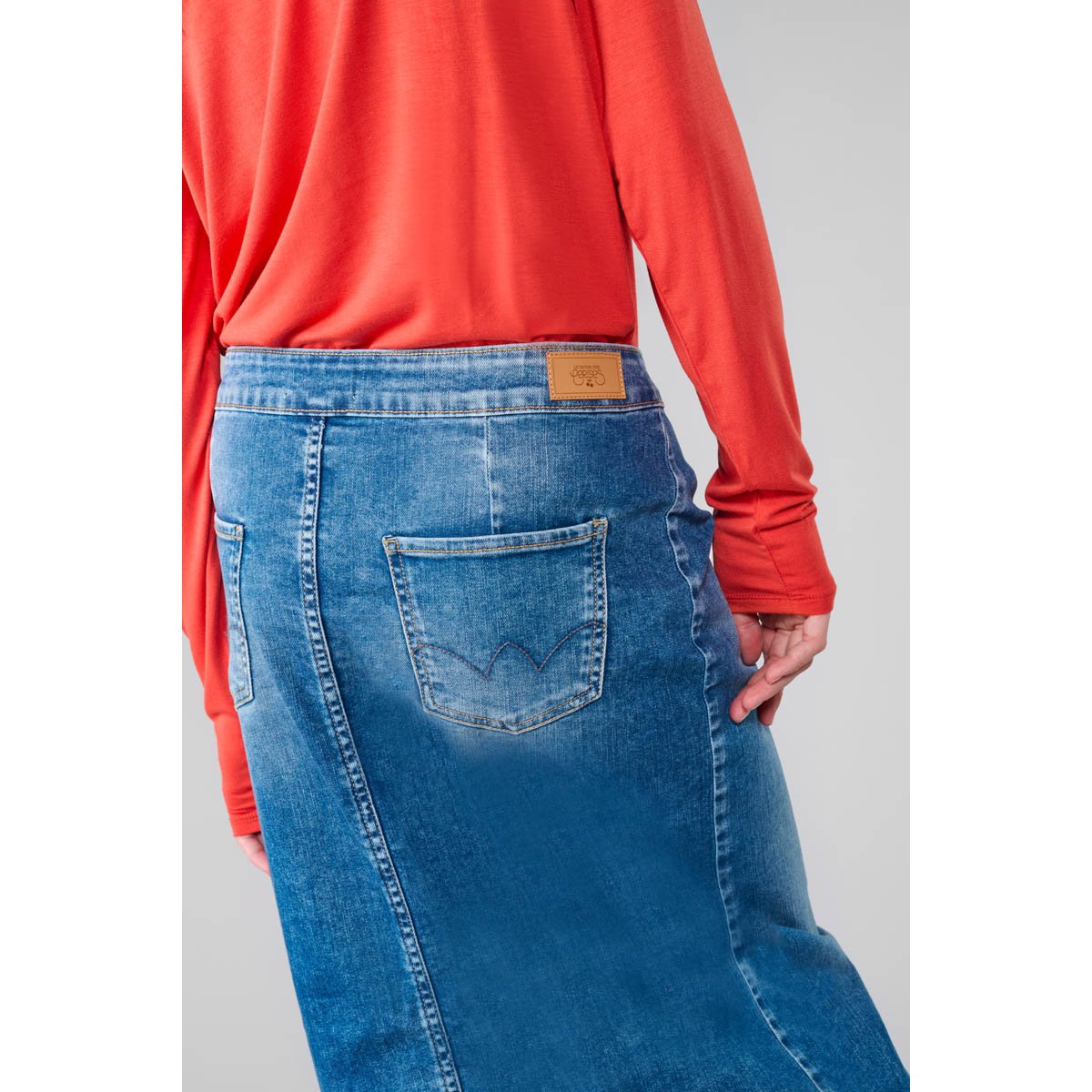 Jupe droite en jeans RAPHI blue, LE TEMPS DES CERISES