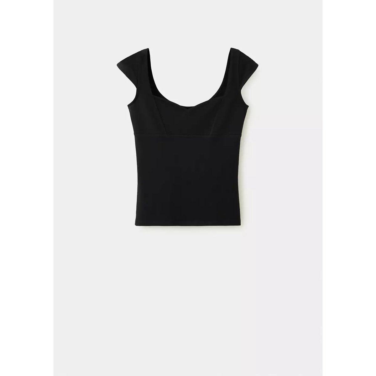 Top ajusté col en V noir, MANGO