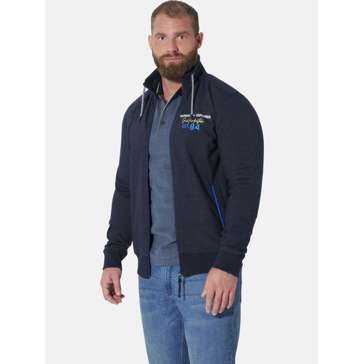 Veste en molleton YORIN bleu foncé mélange, JAN VANDERSTORM