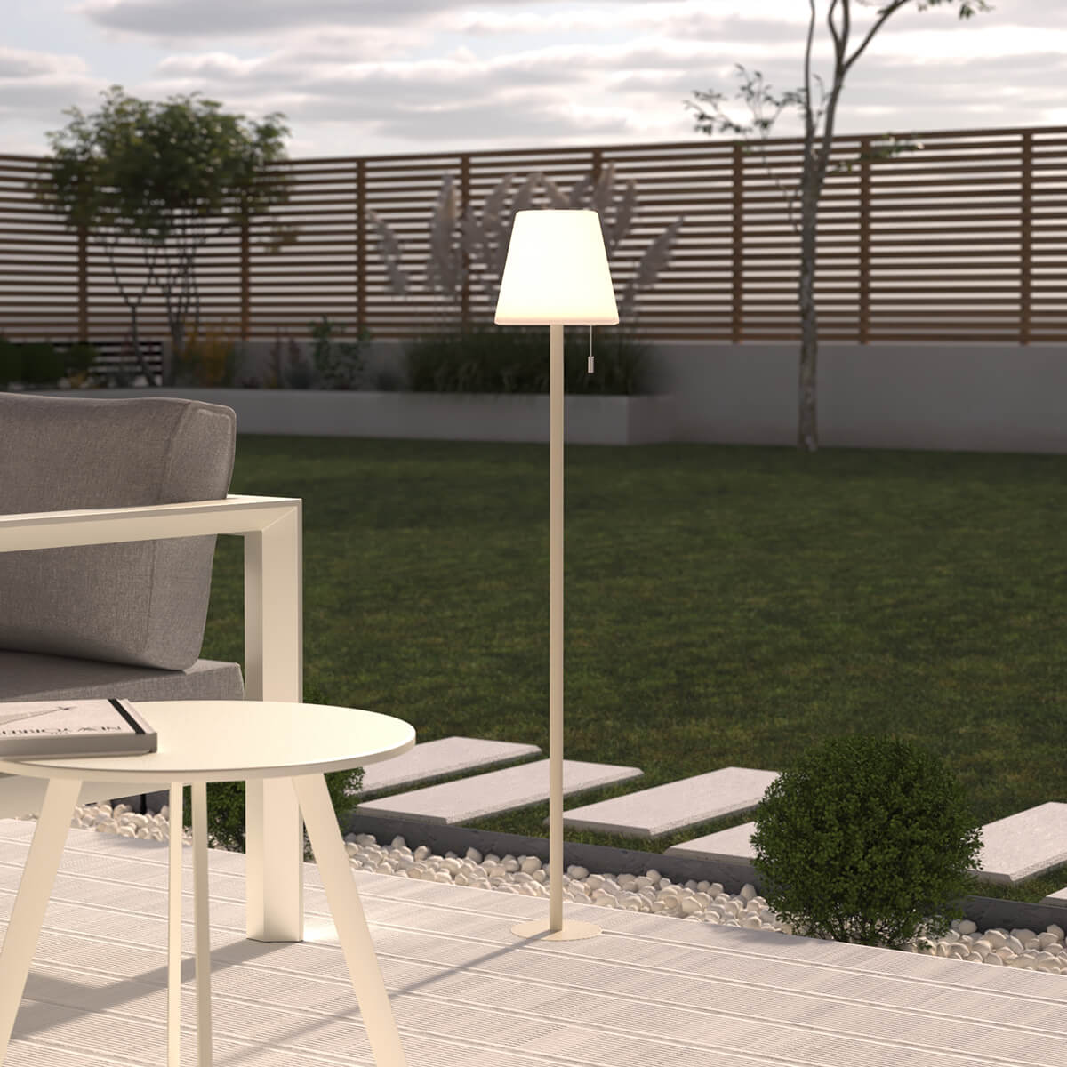 Lampadaire d'extérieur nomade LED rechargeable ZACK beige, ATMOSPHERA