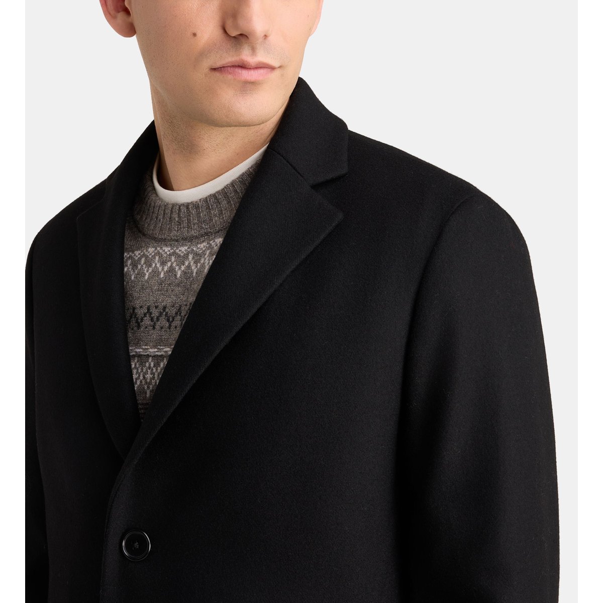 Manteau mi-long toat en laine mélangée noir, GALERIES LAFAYETTE