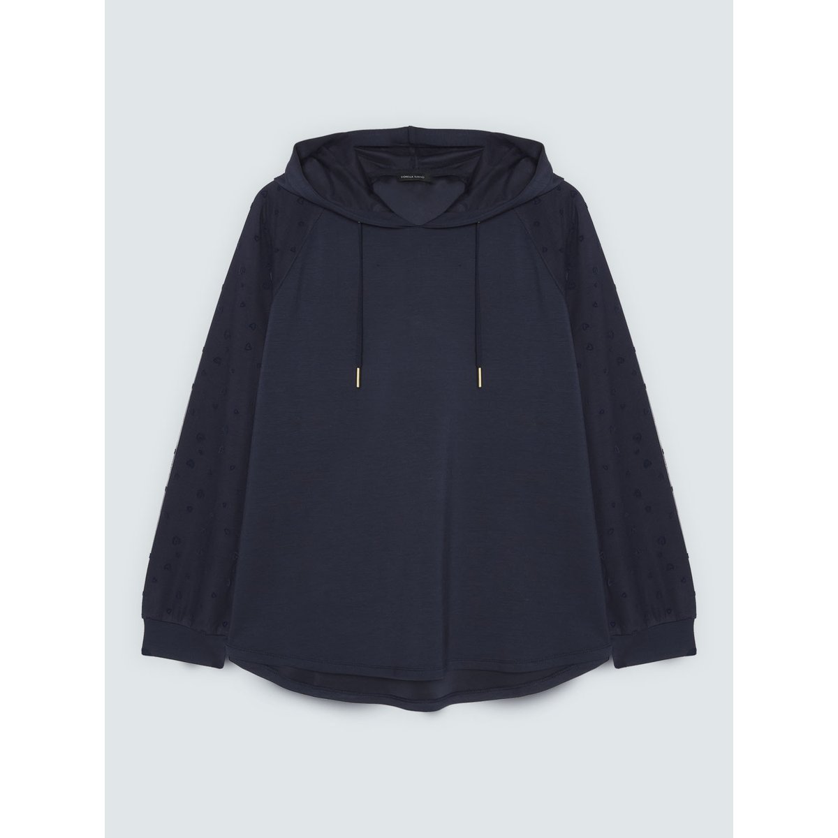 Sweat à capuche avec manches à petits cœurs bleu, FIORELLA RUBINO