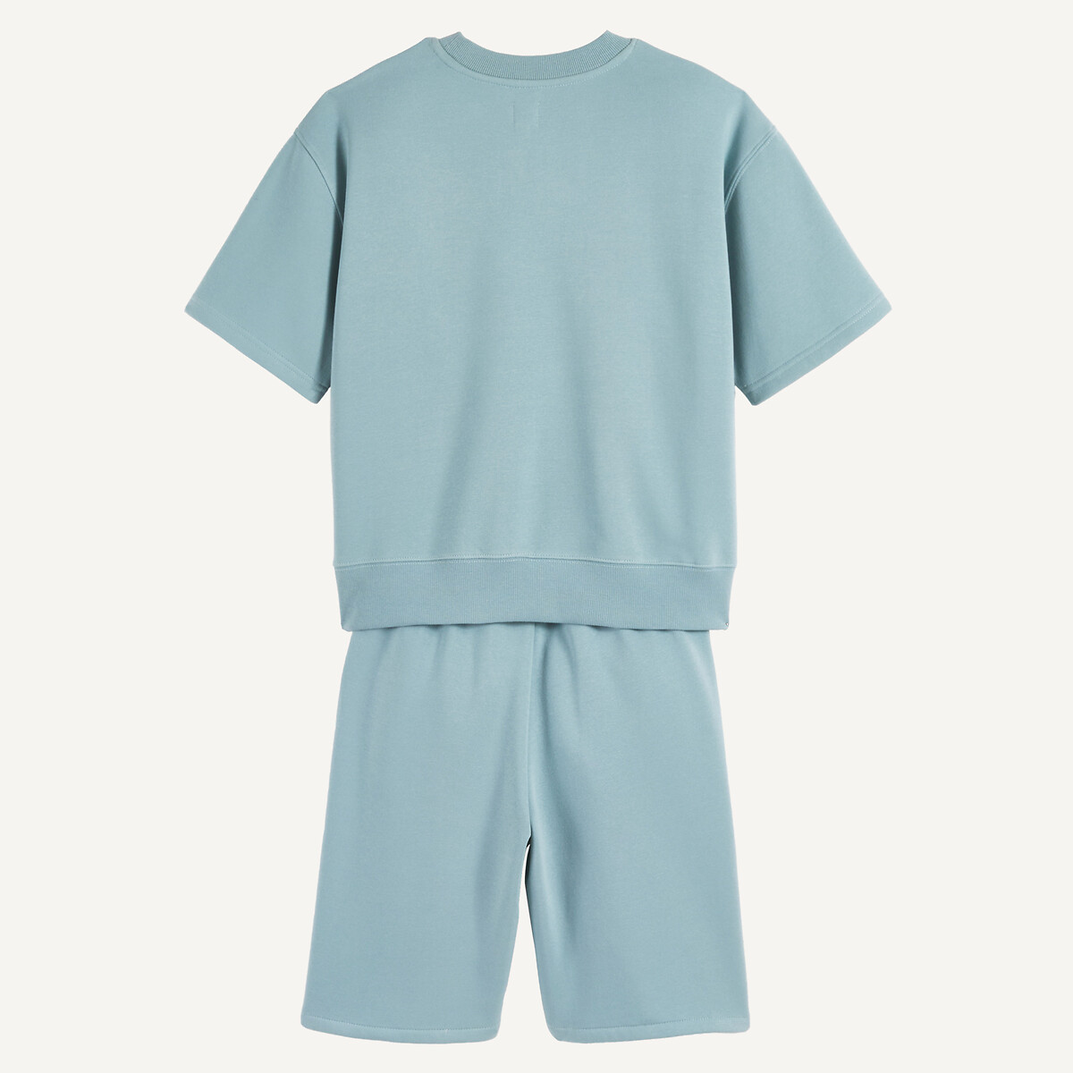 Ensemble 2 pièces, sweat col rond et bermuda, en molleton bleu, LA REDOUTE COLLECTIONS