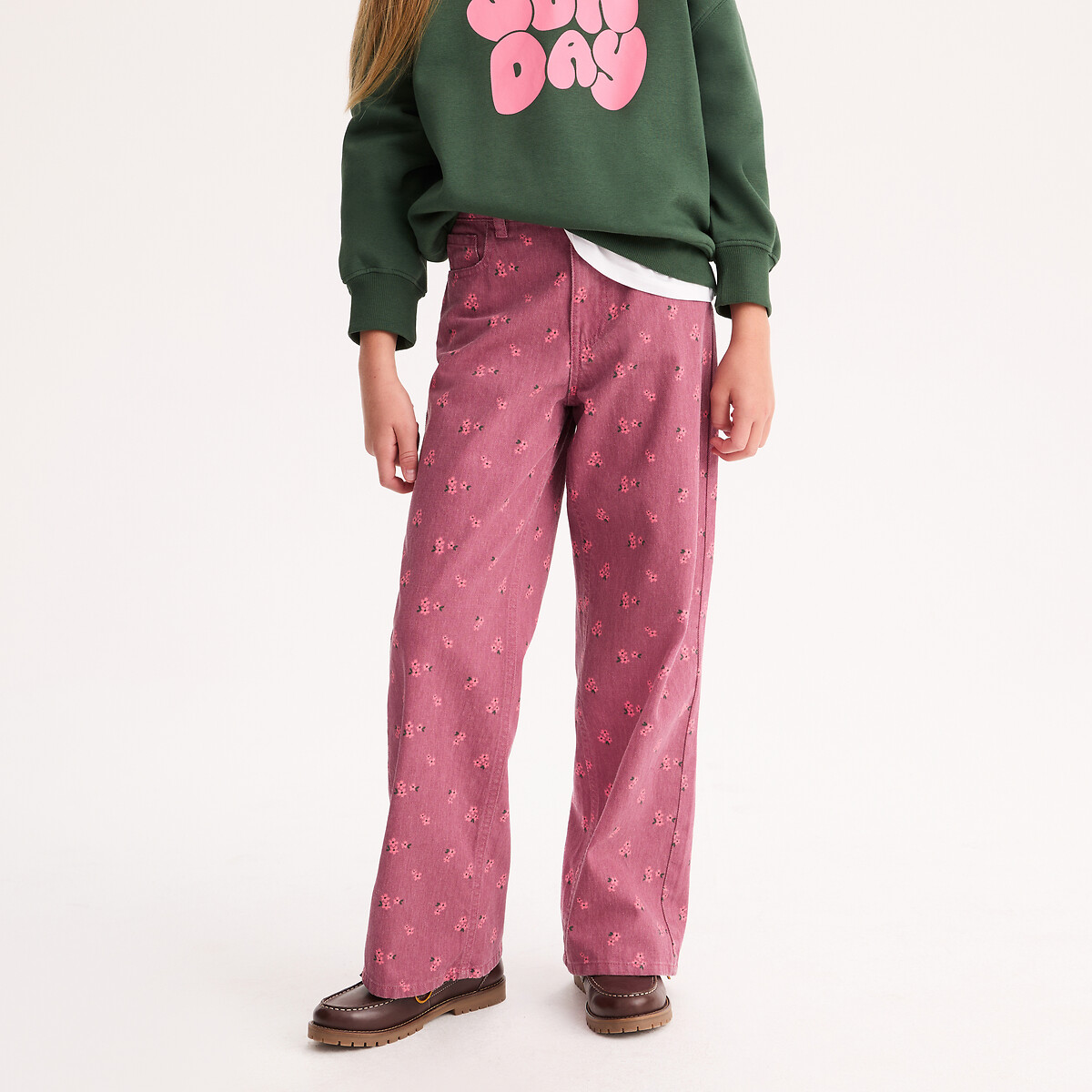 Pantalon large, imprimé floral imprimé rose, LA REDOUTE COLLECTIONS
