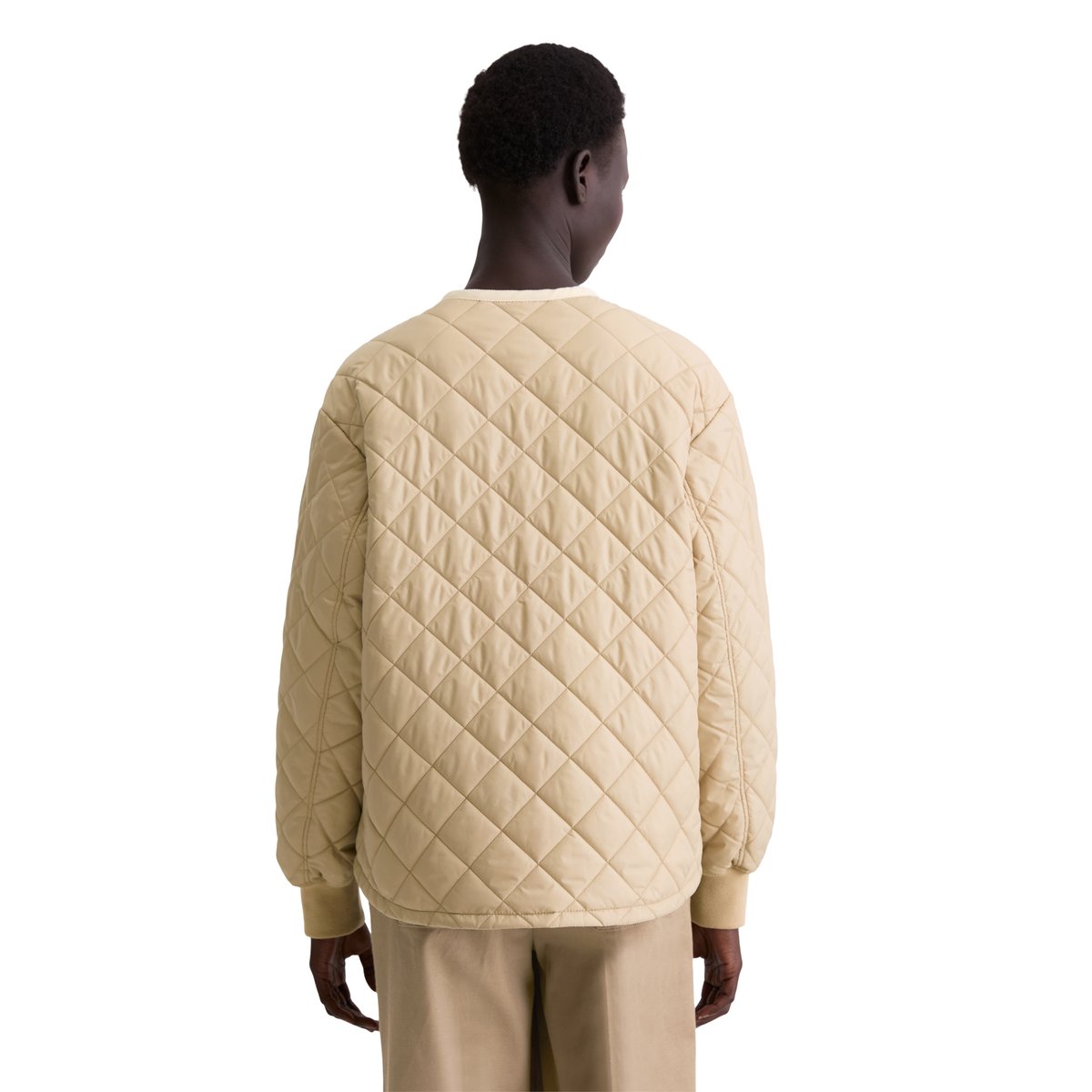 Veste matelassée sans col relaxed en polyester recyclé beige, MARC O'POLO