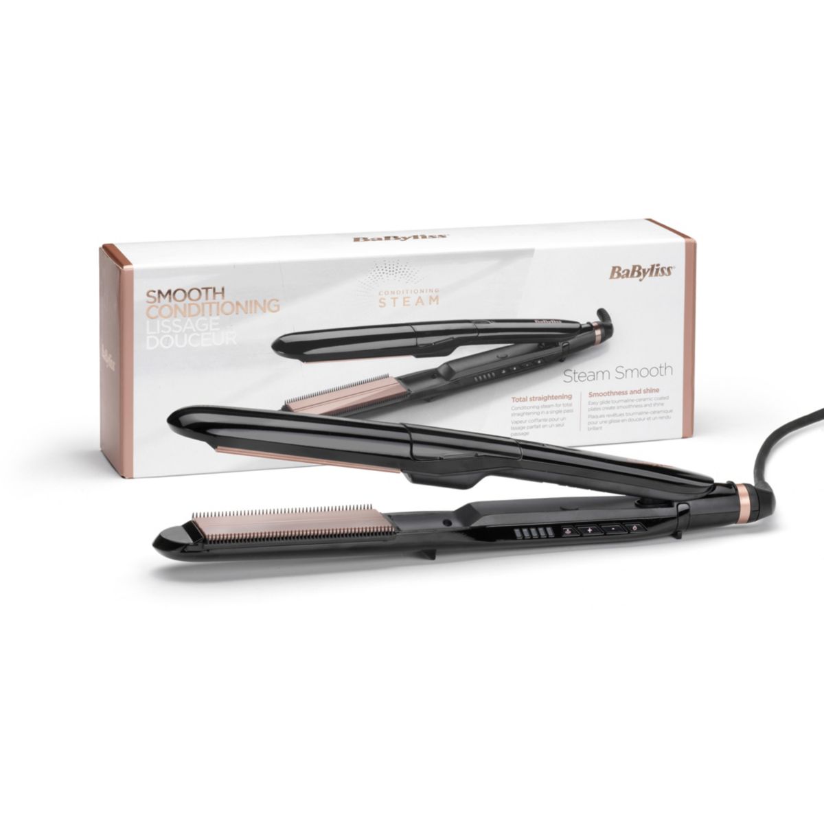Lisseur vapeur Steam Tourmalin ST493E couleur unique, BABYLISS