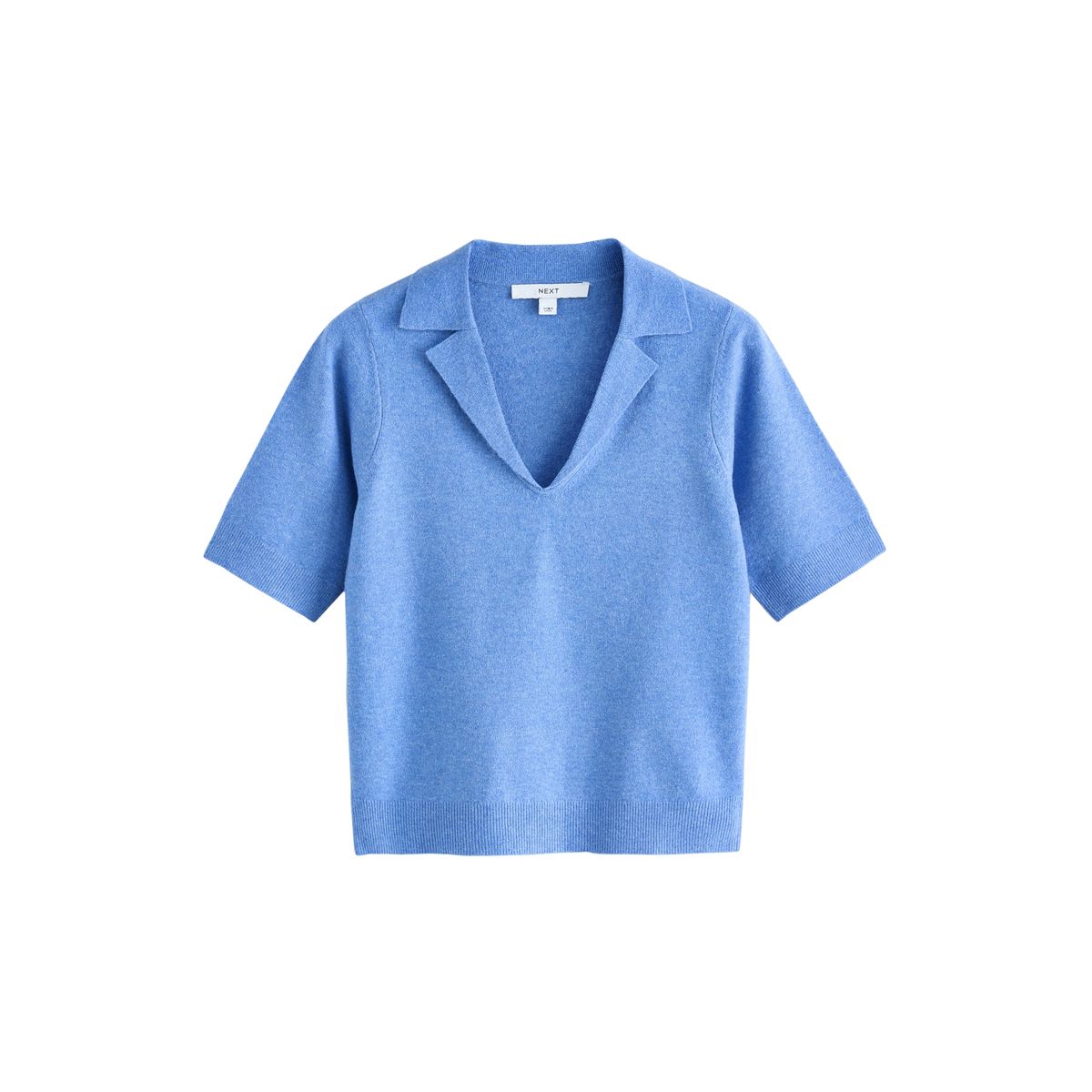 Polo ultra-doux à col ouvert bleu, NEXT