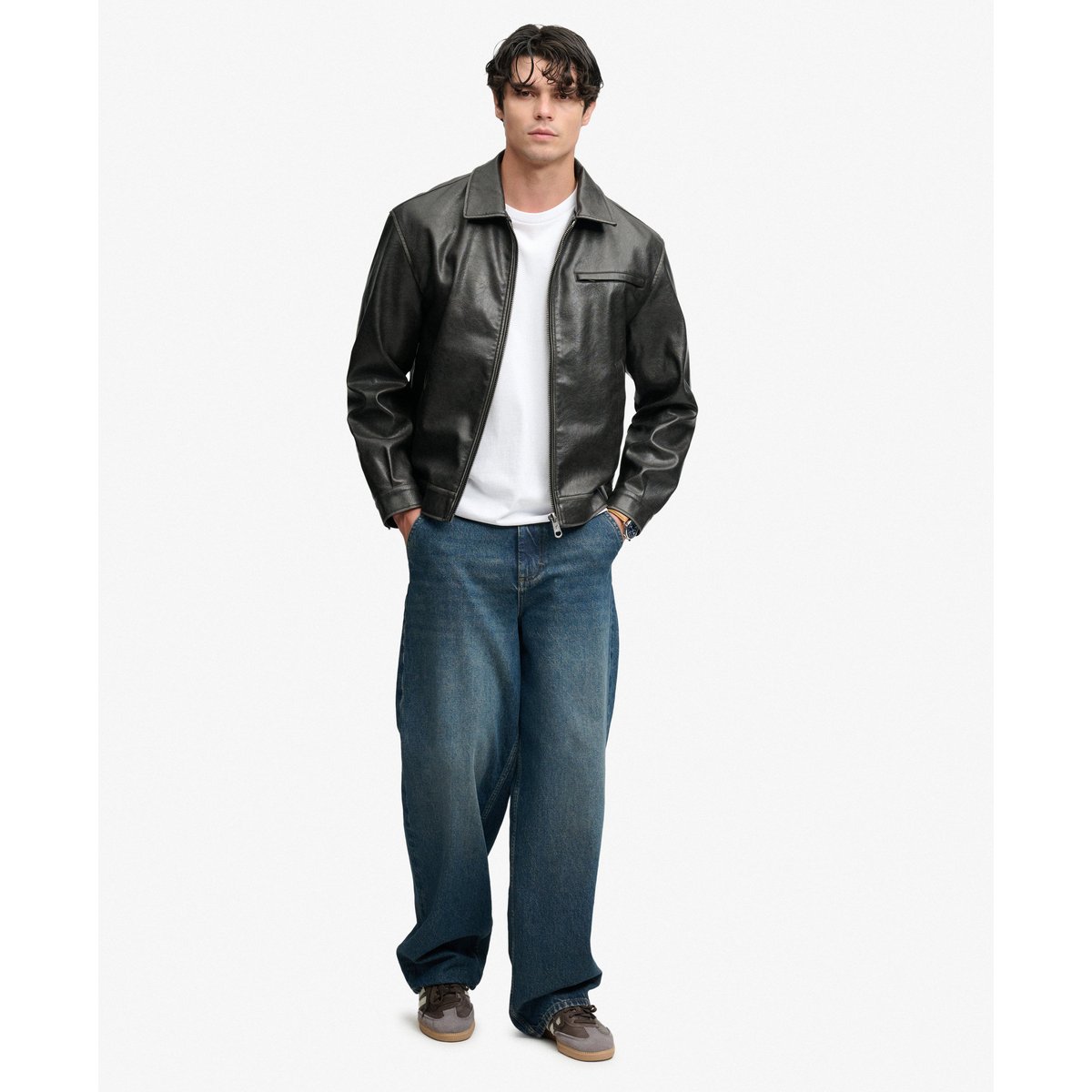 Veste en Simili-Cuir Coupe Décontractée noir, SUPERDRY