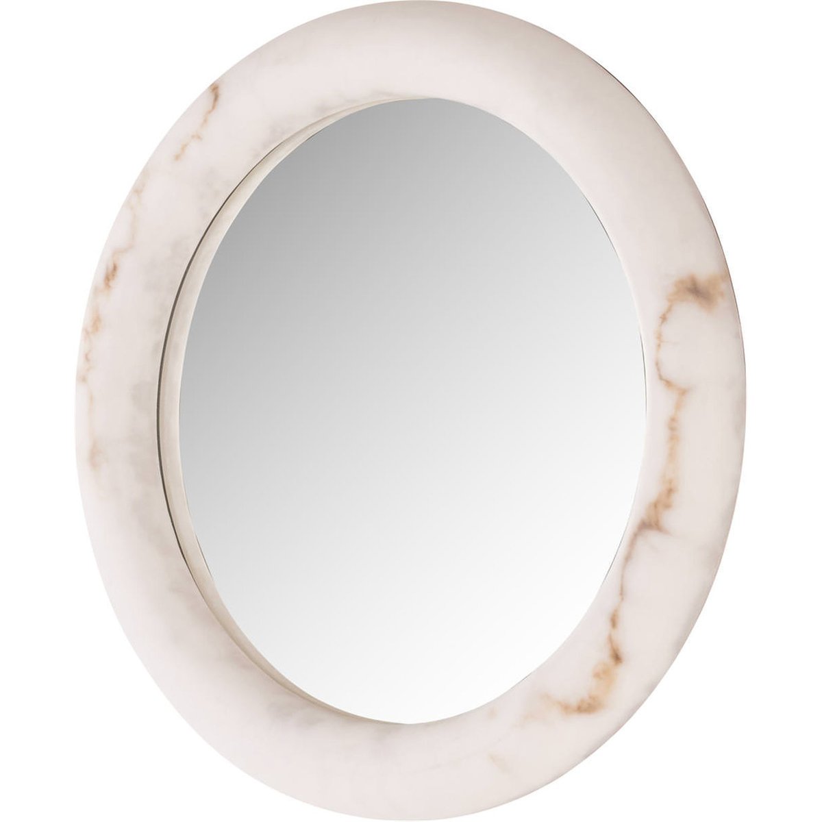 Applique murale ronde miroir intégré blanc veiné, RECOLLECTION