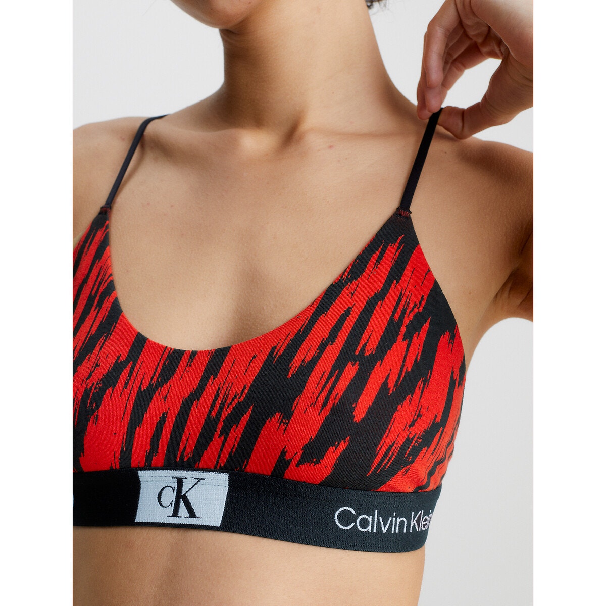 Bralette en coton Unline imprimé rouge/noir, CALVIN KLEIN UNDERWEAR