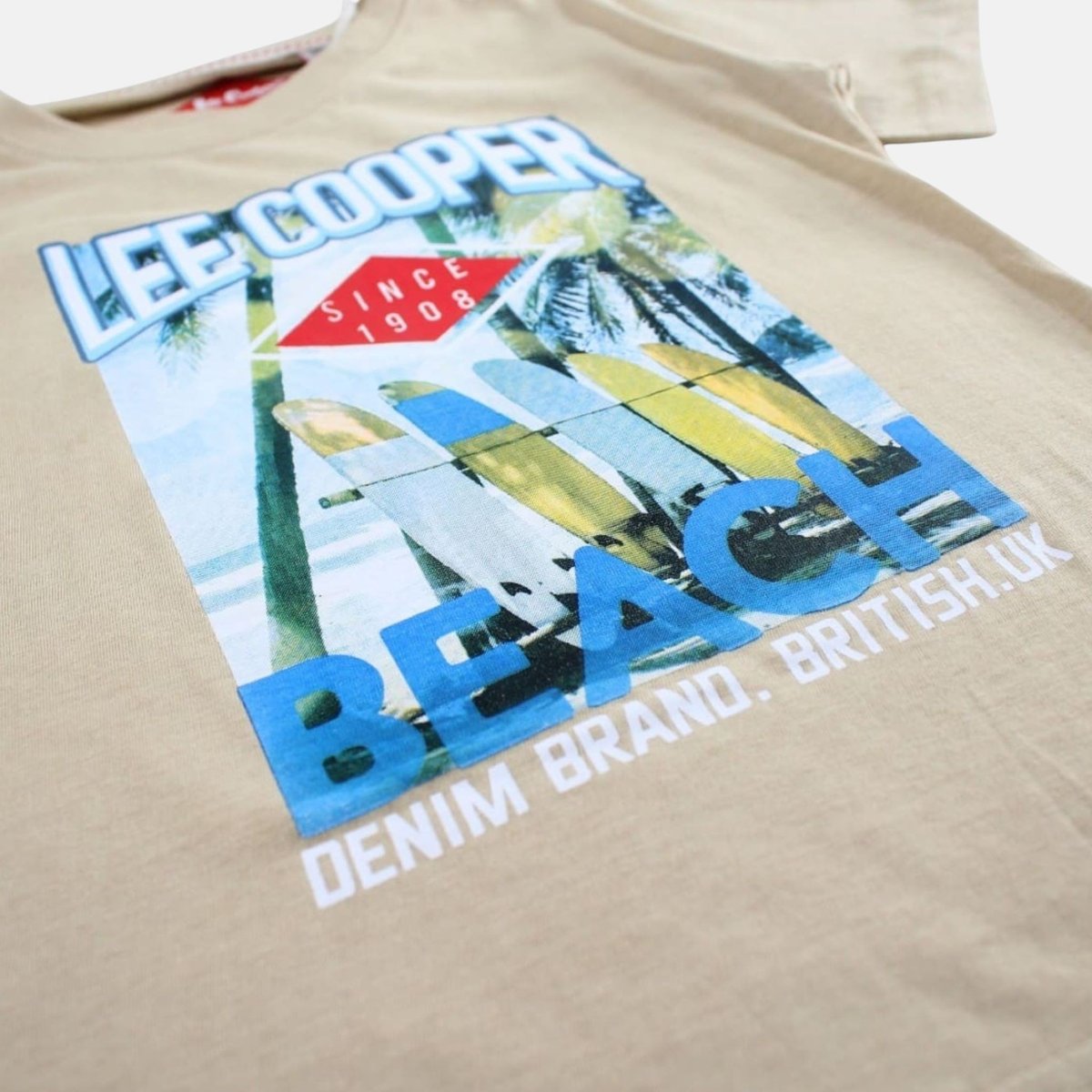 T-shirt manches courtes imprimé plage, col rond POLAROID beige, LEE COOPER