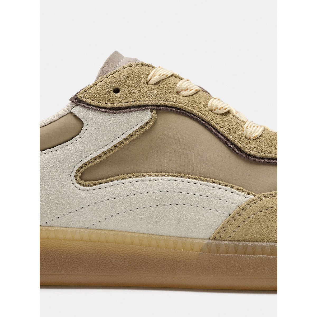 Baskets mix matières PARK KHAKI beige, HOFF