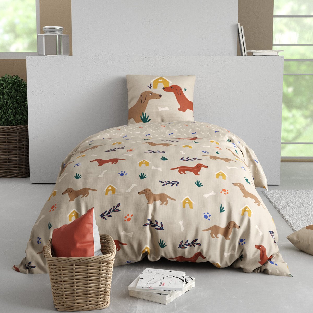 Parure de lit enfant coton, MEDOR marron, C DESIGN HOME TEXTILE
