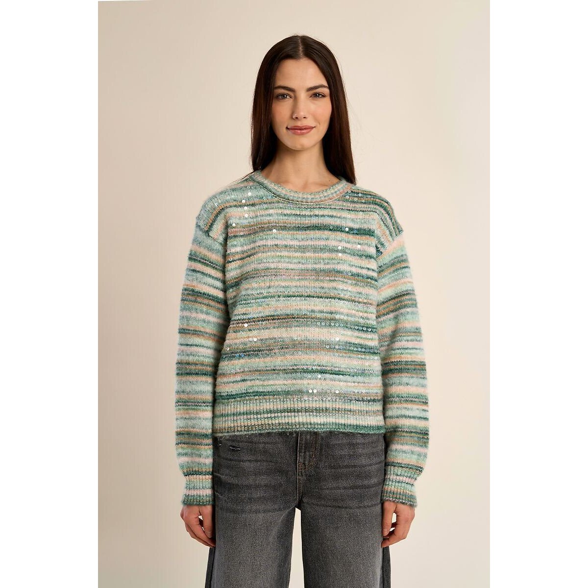 Pull girocollo con stampa tie-dye blu, MOLLY BRACKEN