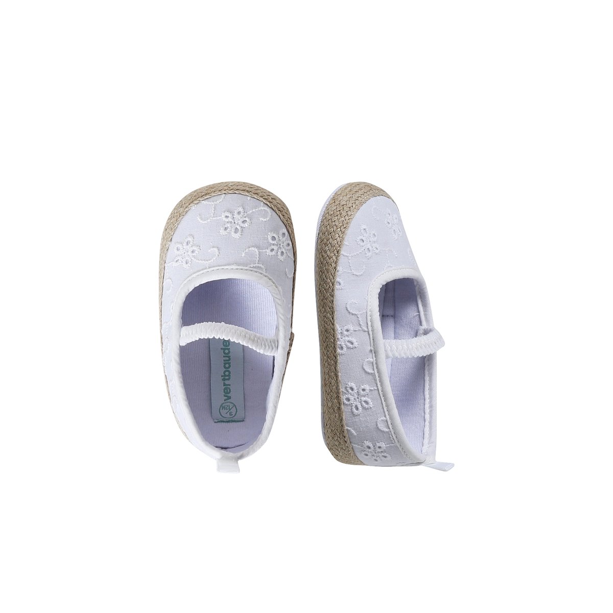 Chaussons souples élastiqués blanc, VERTBAUDET