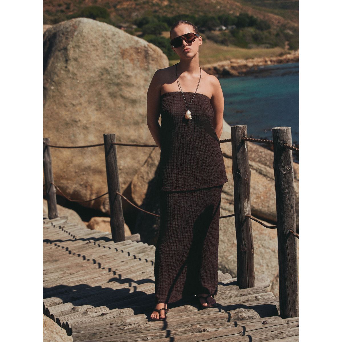 Haut bandeau en jersey marron chocolat, NEXT