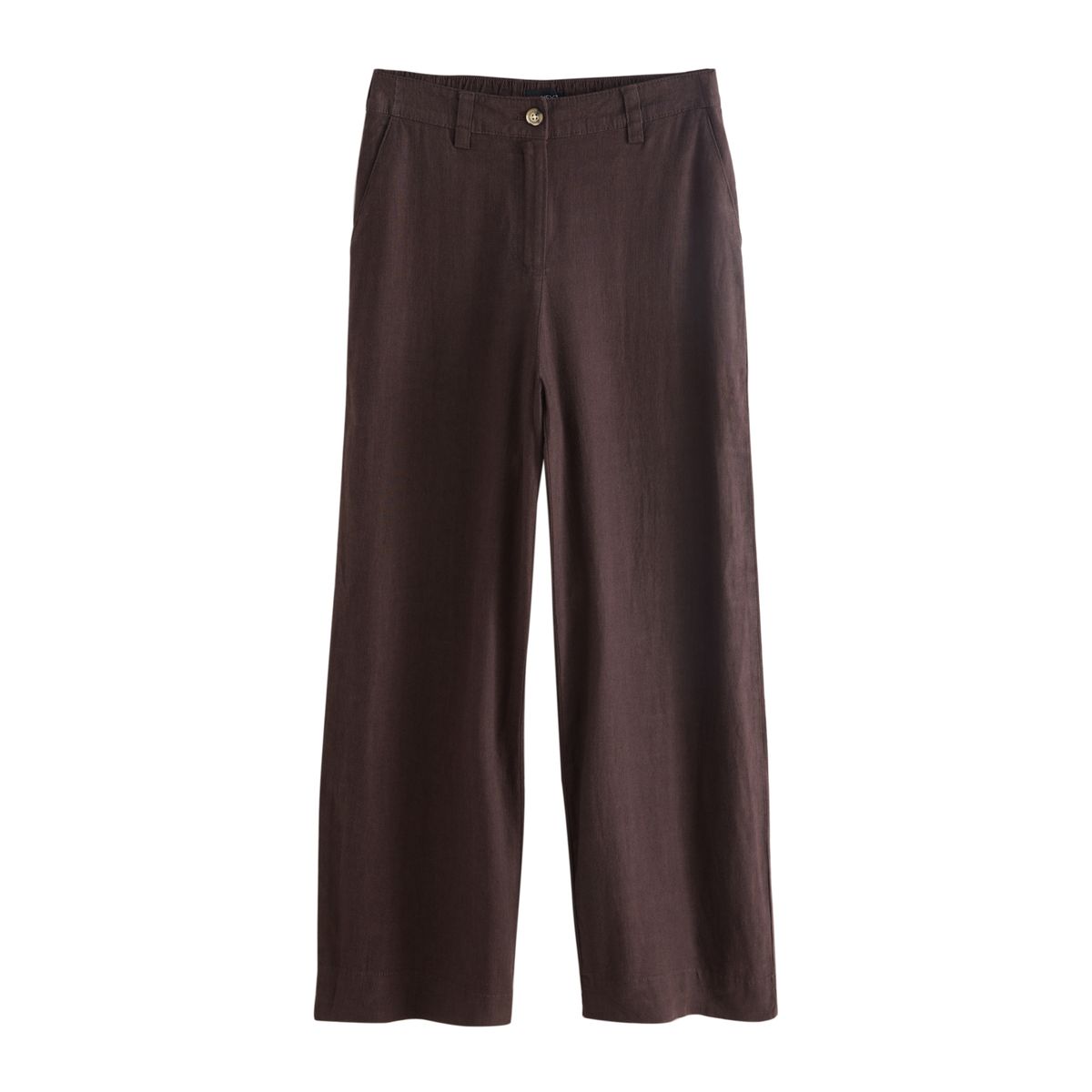 Pantalon large habillé en mélange de lin marron chocolat, NEXT