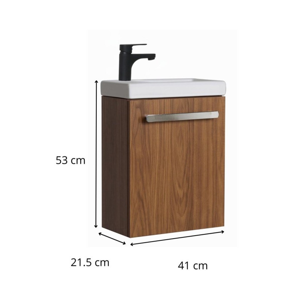 Ensemble lave-mains suspendu avec robinet noir NEVADA décor noyer, MOB IN