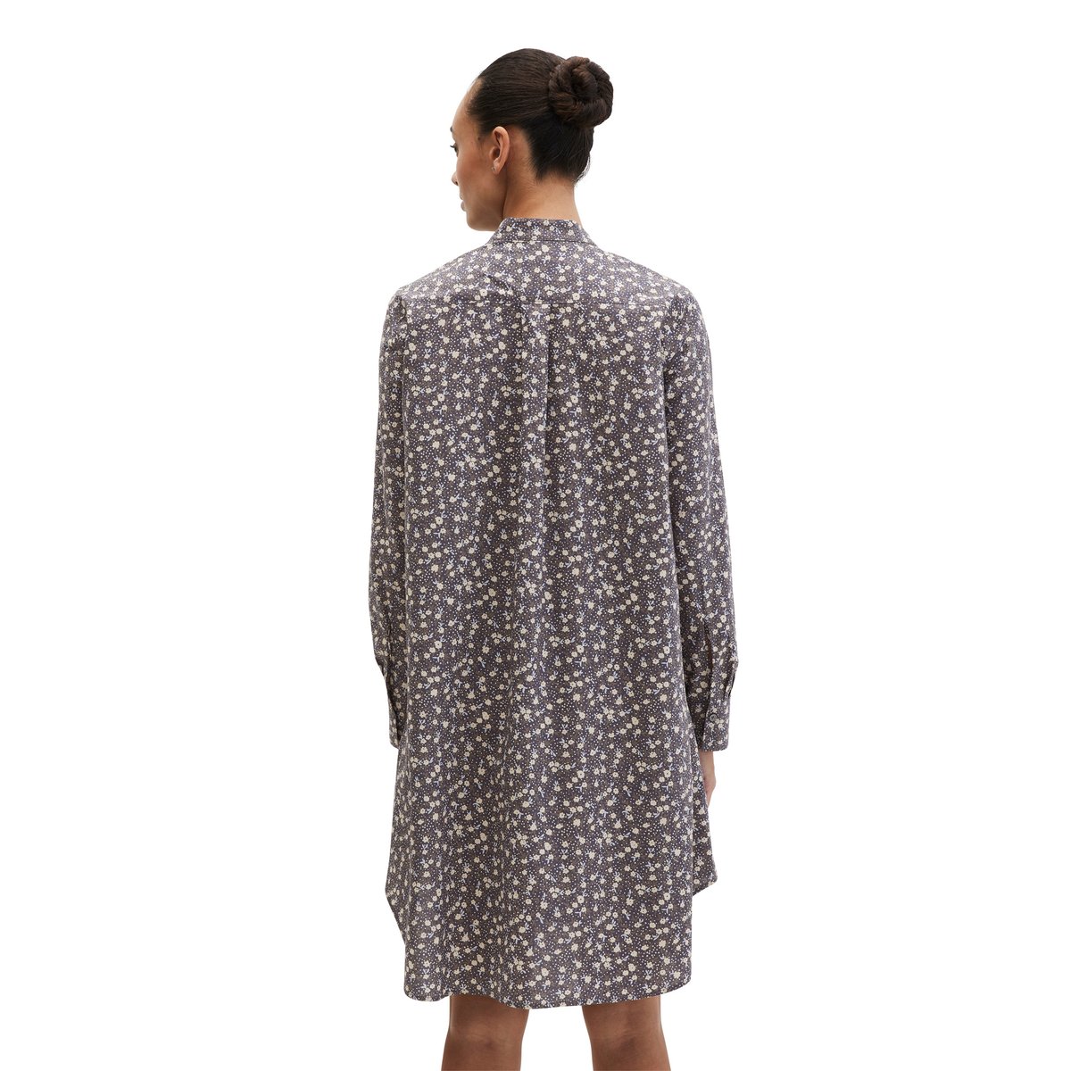 Robe chemisier relaxed en popeline Papertouch gris, MARC O'POLO