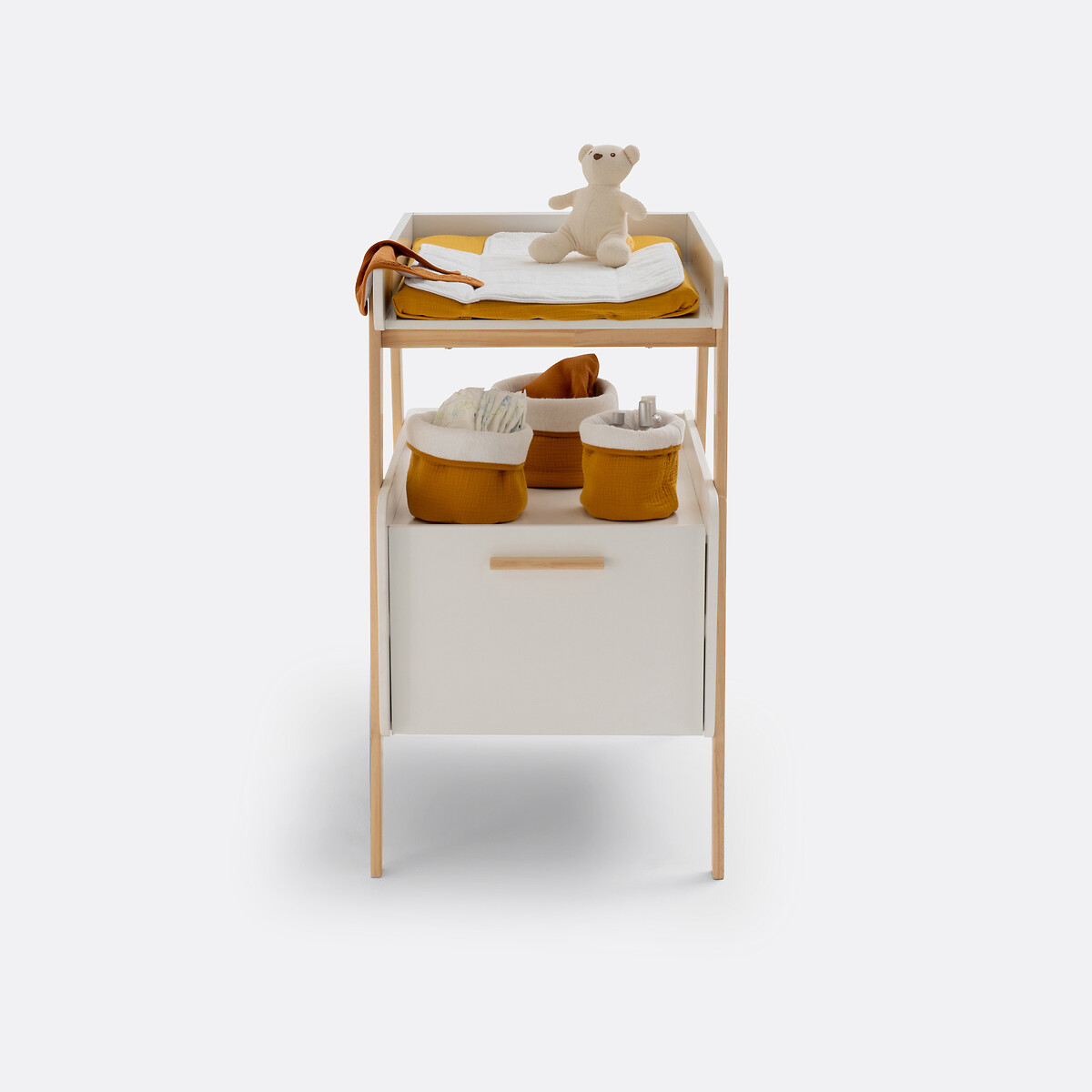 Oreade Changing Table with Drawer white/wood, LA REDOUTE INTERIEURS