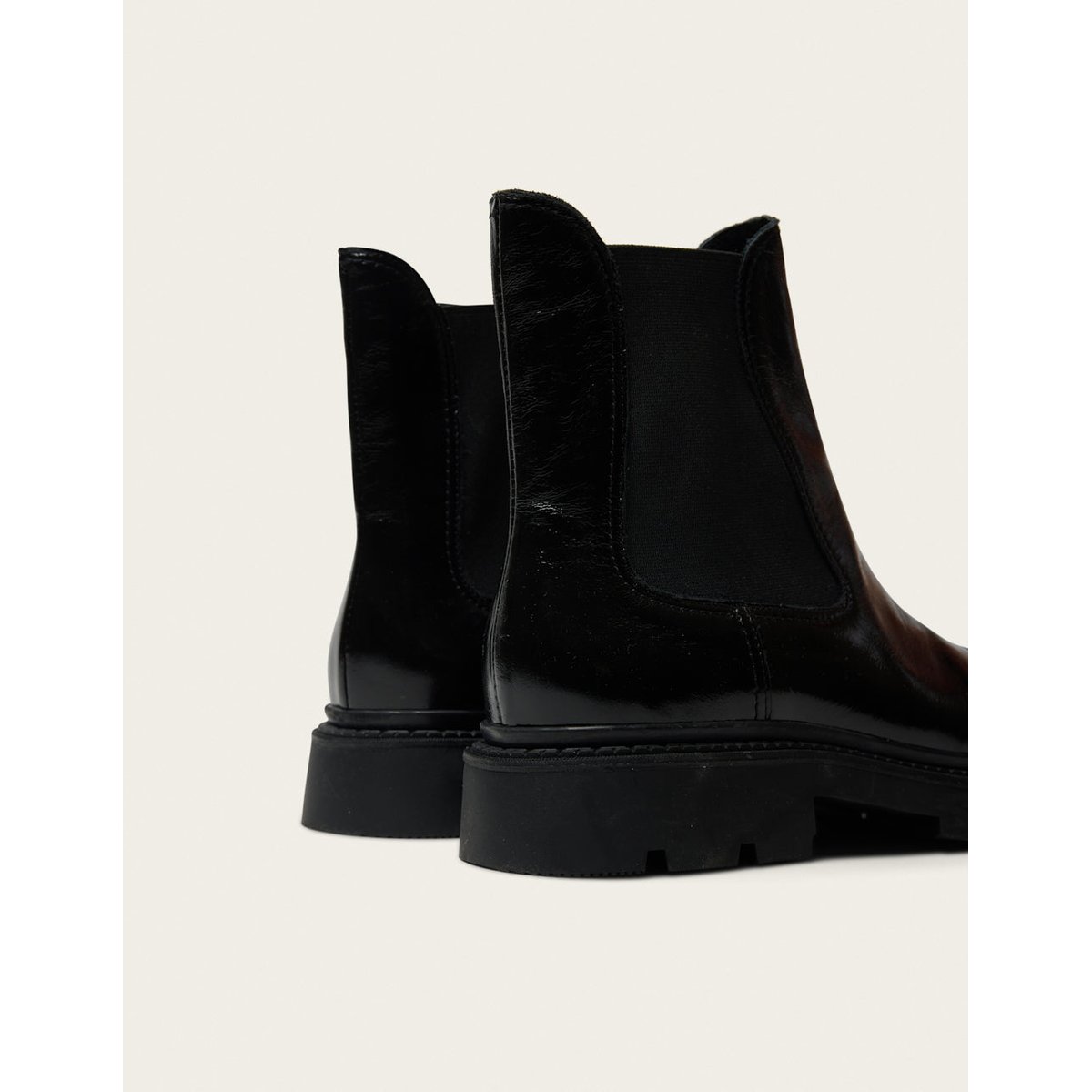 Bottines KARI cuir plissé verni noir, ODAJE