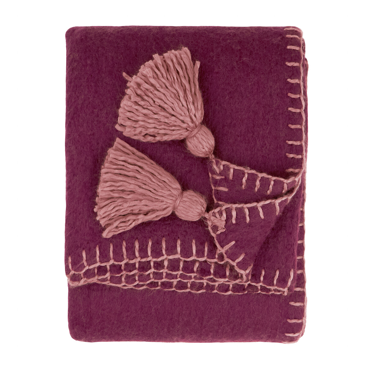 Lowen Wool  Blend Brushed Throw berry, YARD