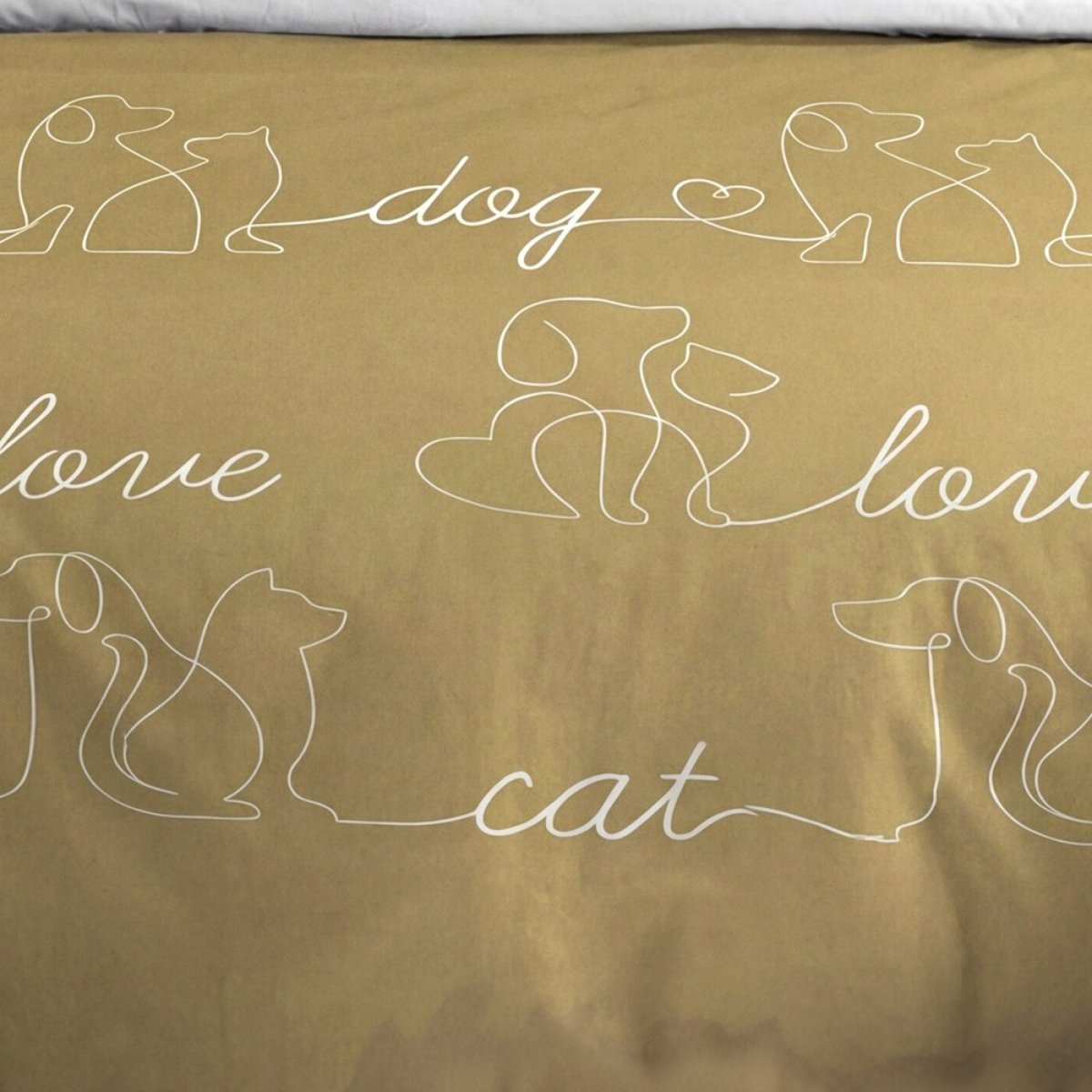 Housse de couette 100% coton 57 fils + 2 taies d’oreiller jaune, DECORATIE