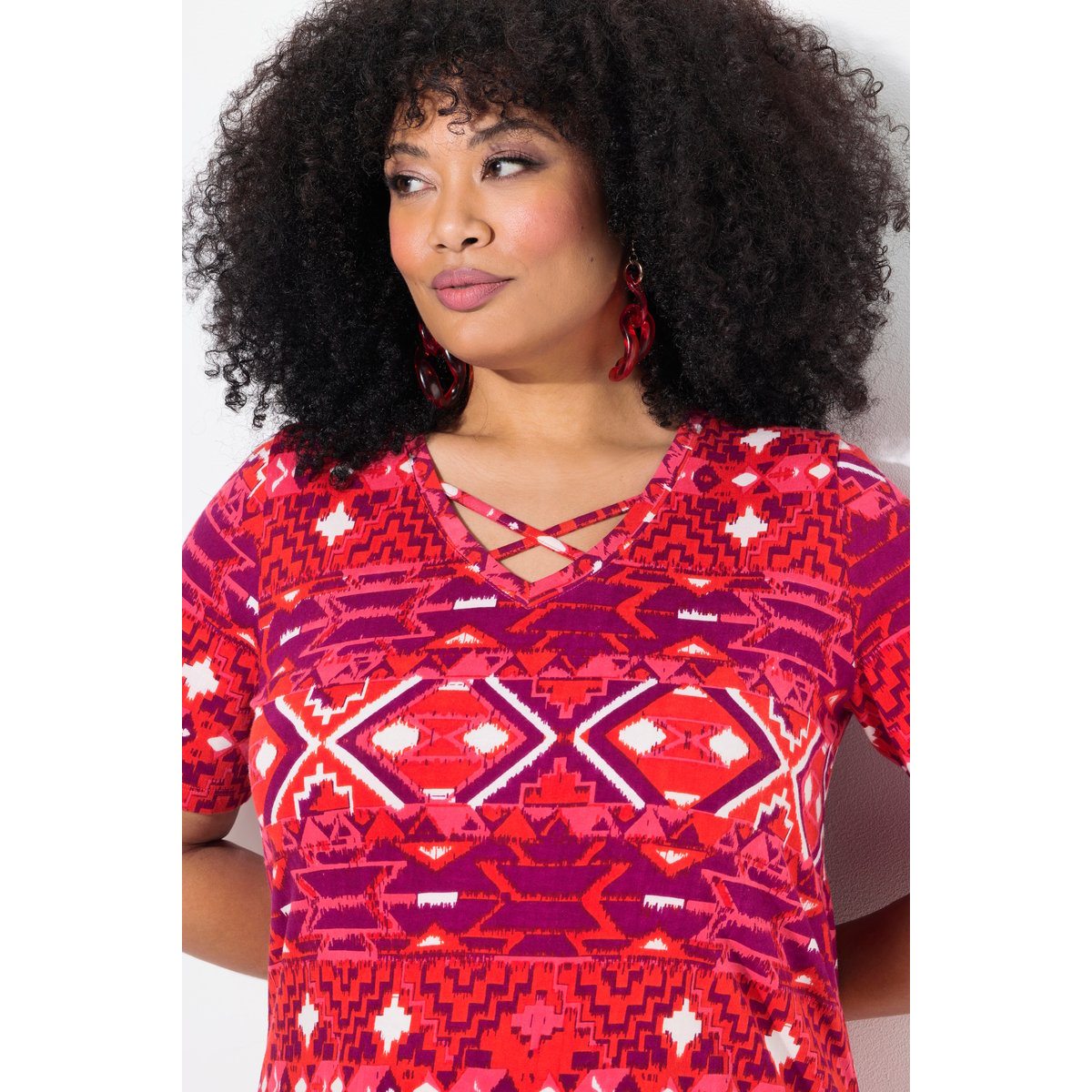 T-shirt long à manches courtes. litchi, ULLA POPKEN