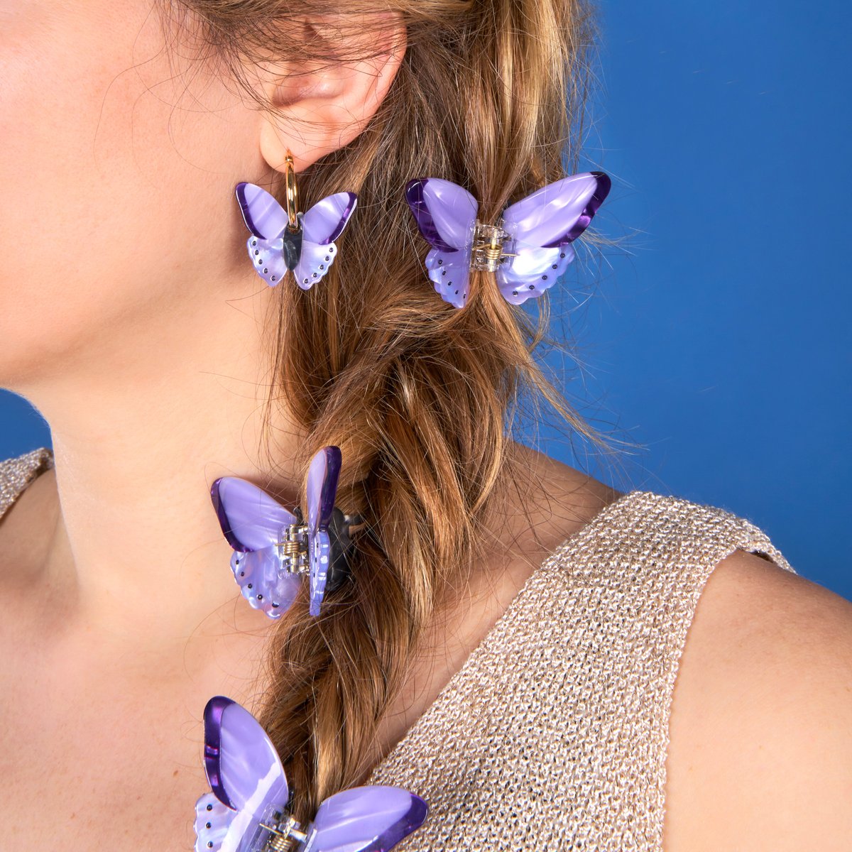 Mini pince à cheveux PAPILLON MAUVE mauve, COUCOU SUZETTE