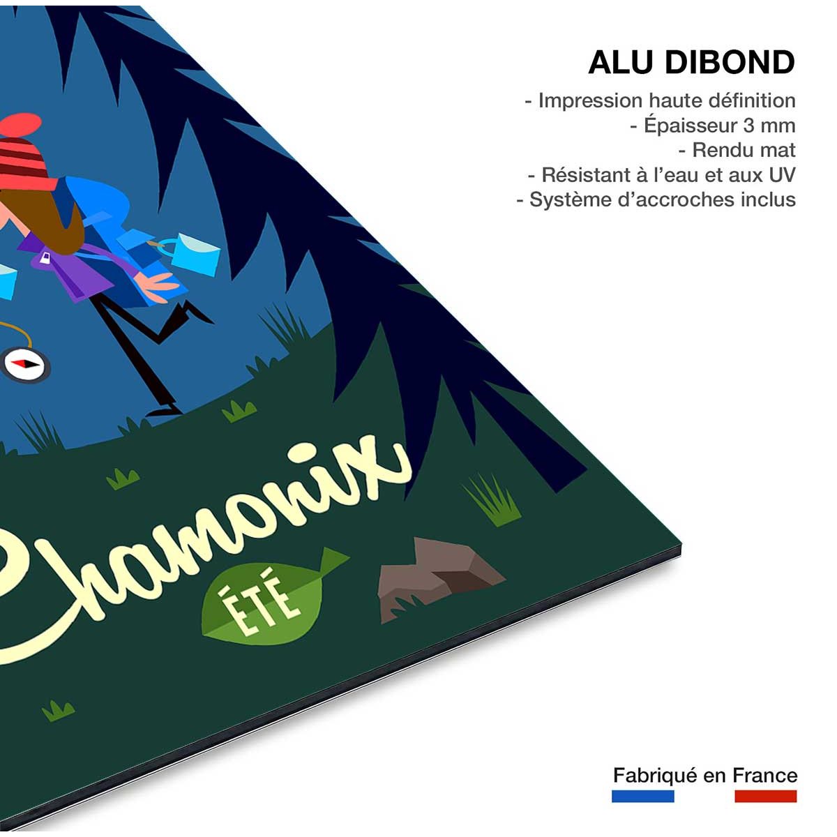 Tableau rando à chamonix tableau alu dibond, HEXOA