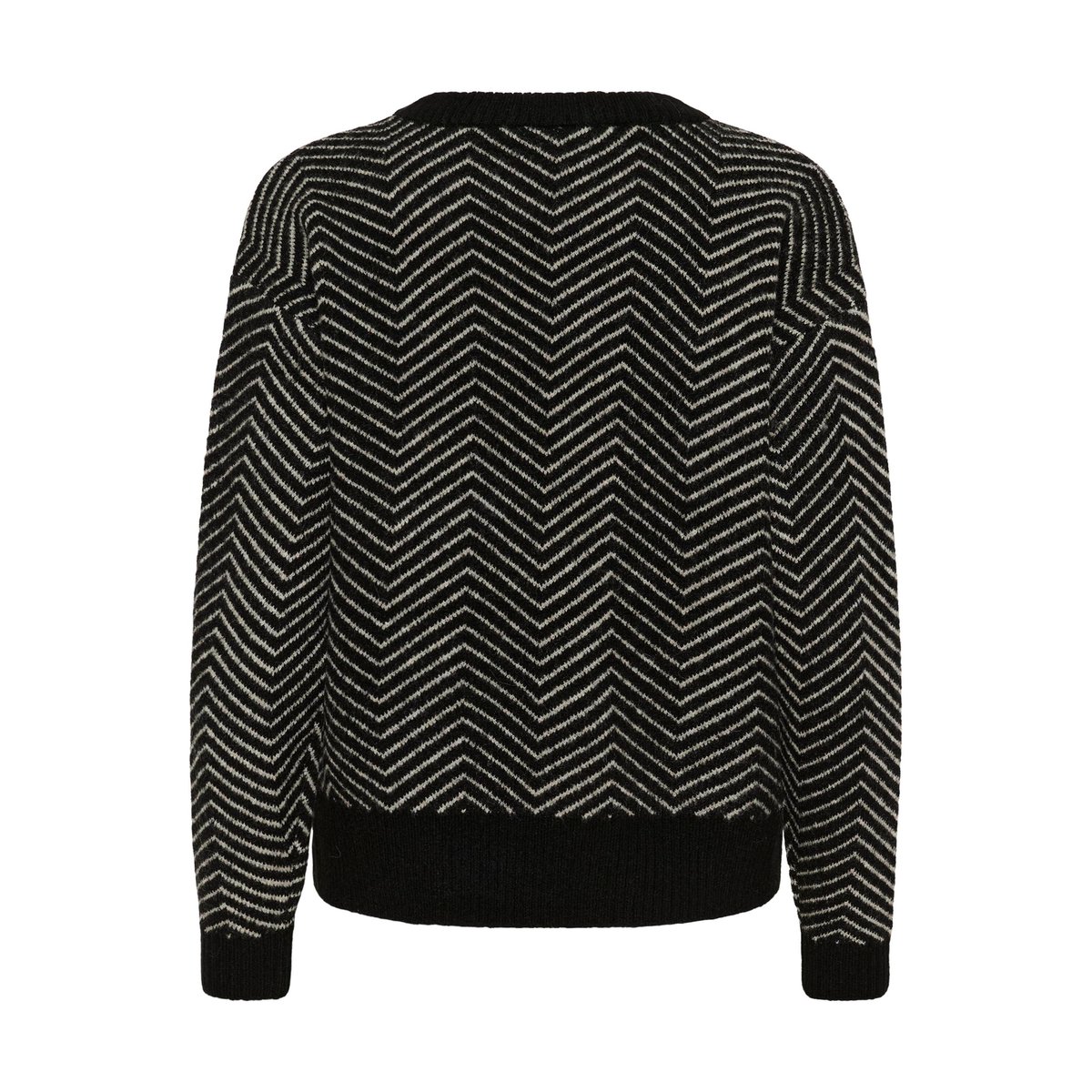 Pullover tricoté noir black/feathergrey mel. zig zag, KAFFE