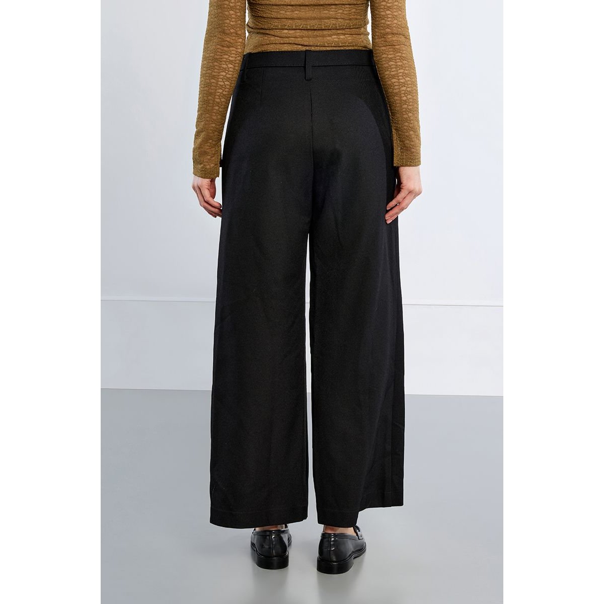Pantalon taille haute à pinces, large noir, LILI SIDONIO