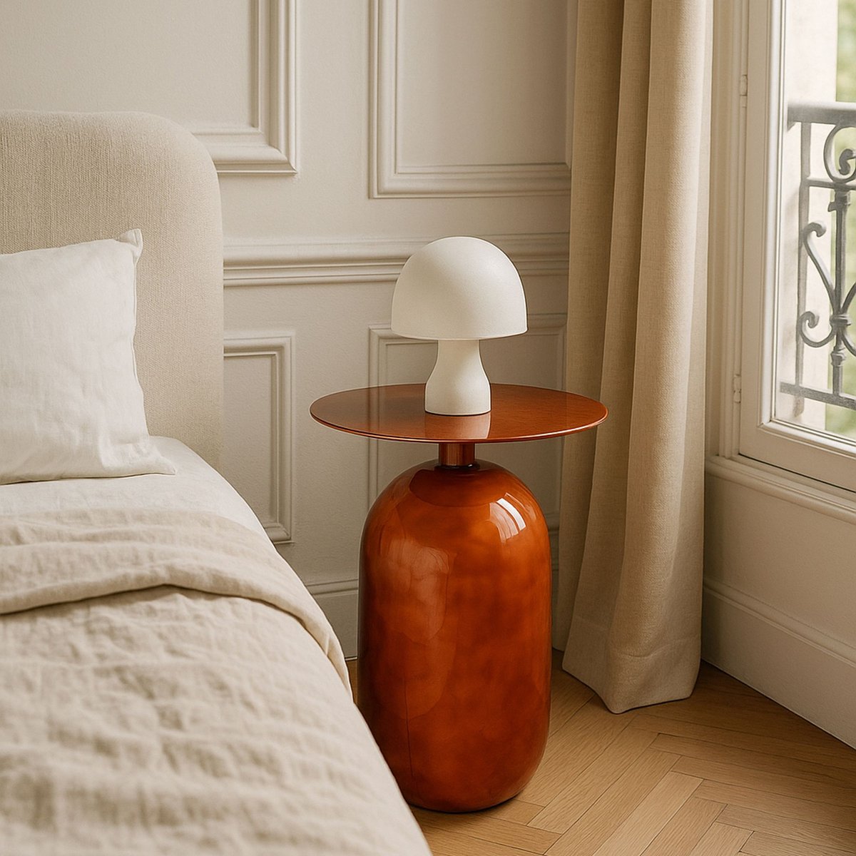 Meuble d'appoint en métal émaillé, BODO terracotta, NOW'S HOME