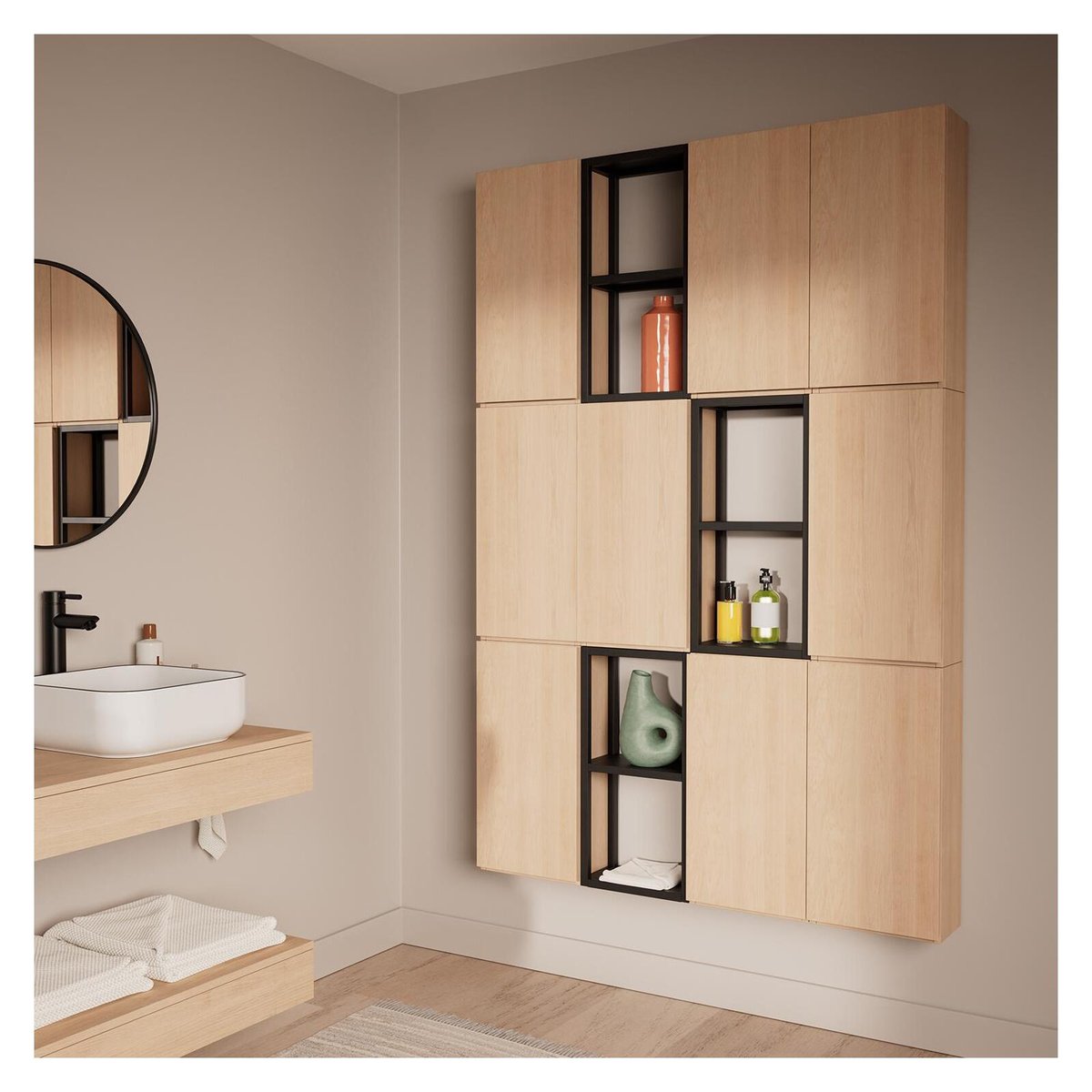 Module de rangement ouvert en métal WILL 30x60x16cm noir carbone, MOB IN