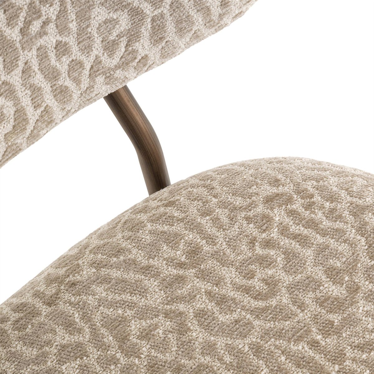 Tabouret de bar en tissu (lot de 2) beige léopard finition bronze foncé, RECOLLECTION