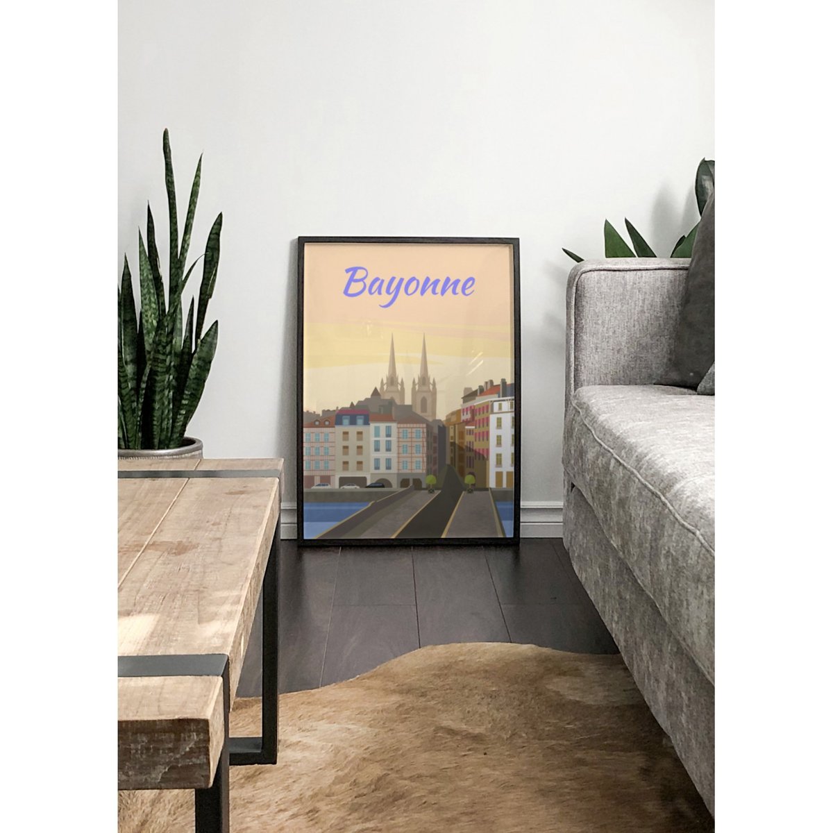 Affiche ville Bayonne blanc, L'AFFICHERIE
