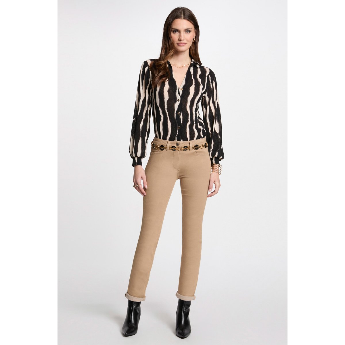 Pantalon droit camel, MORGAN