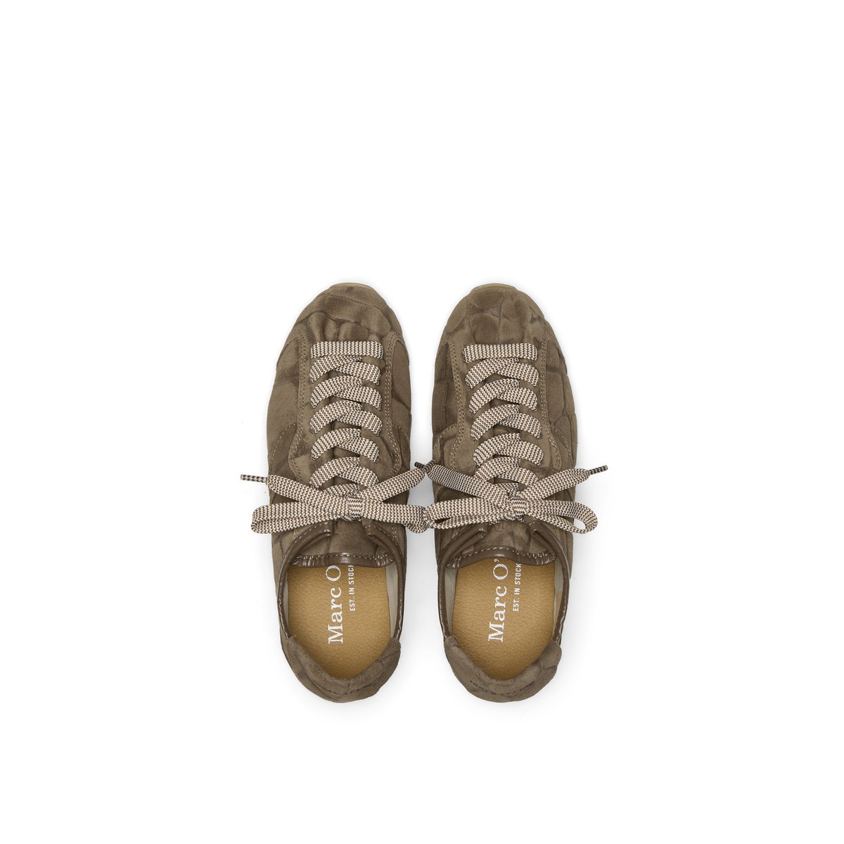 Modèle de baskets Fabiana en cuir velours souple marron clair, MARC O'POLO