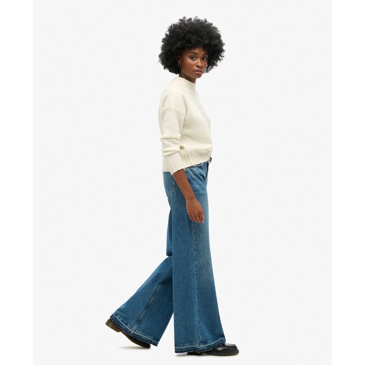 Jean large évasé à bords francs bleu vintage wheeler, SUPERDRY