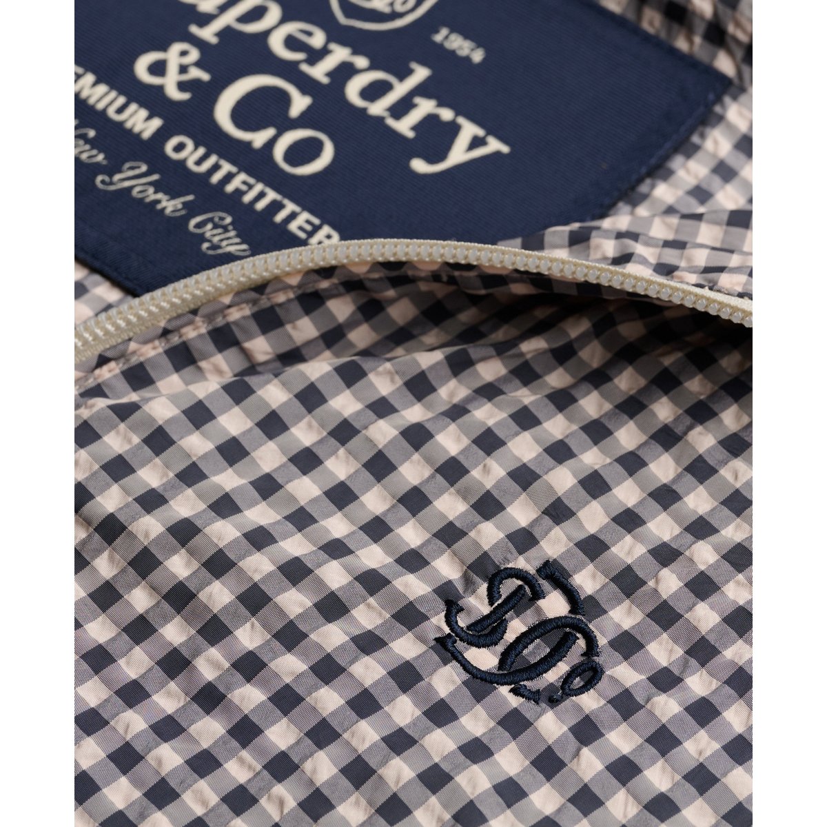 Coupe-vent Raglan à Carreaux Coupe Décontractée bleu marine/ écru à carreaux, SUPERDRY